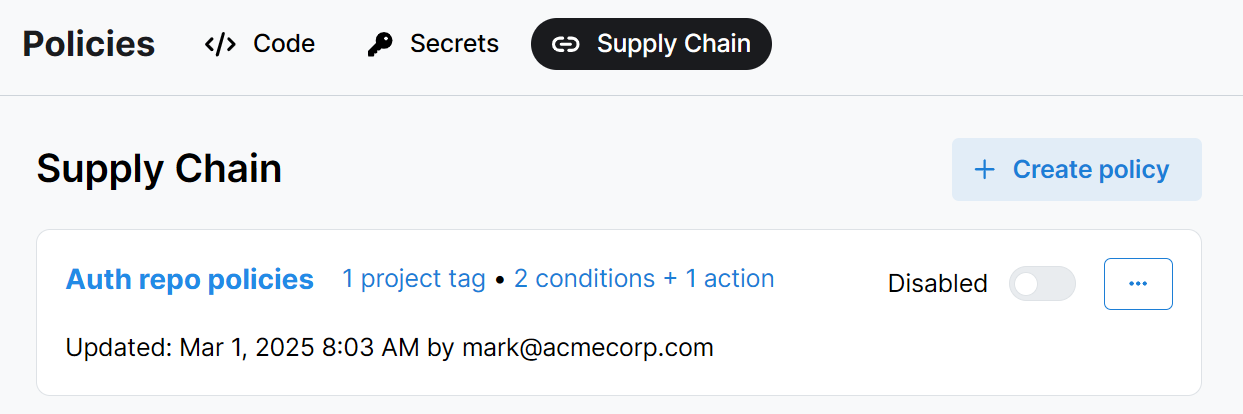 Policies > Semgrep Supply Chain